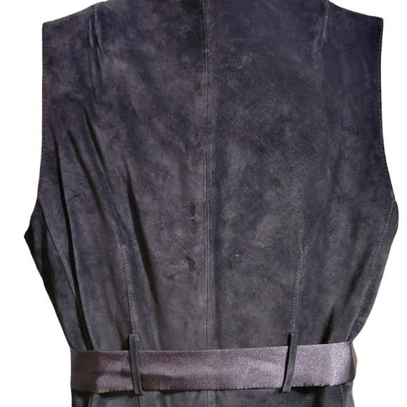 NWT Aldo 6 Suede Leather Dress Bodycon Black/Dark Purple with Satin Bow ab Waist - Picture 9 of 14